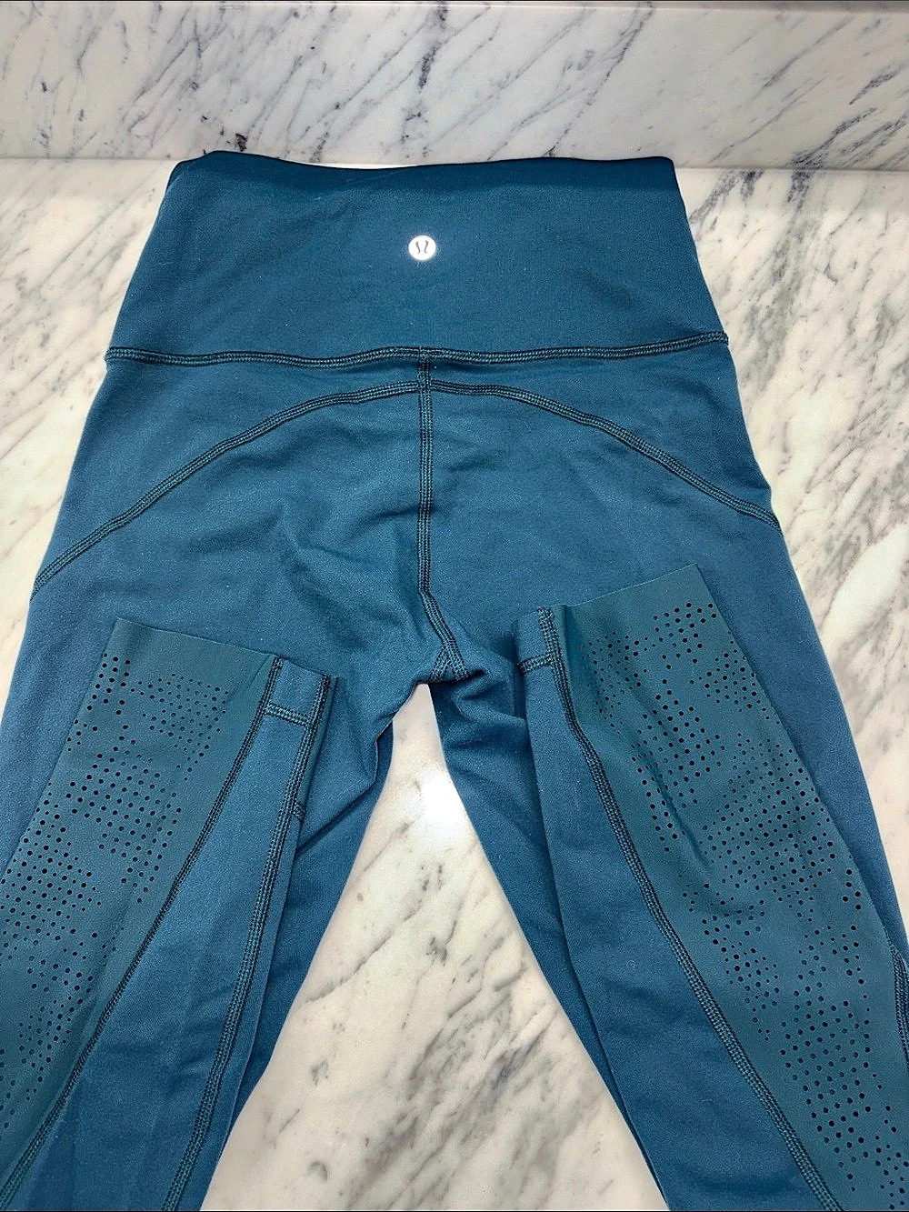 Lululemon Wunder Under Pant Laser-Cut Blue Leggings Size 4. 25”
